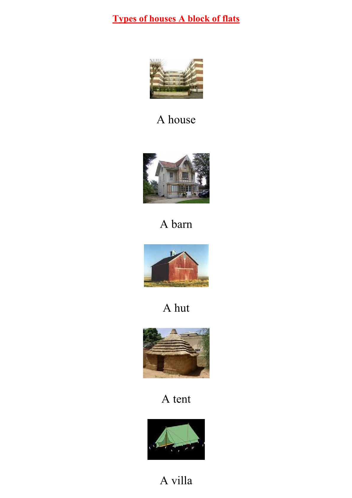درس Types of houses A block of flats بمادة اللغة الإنجليزية