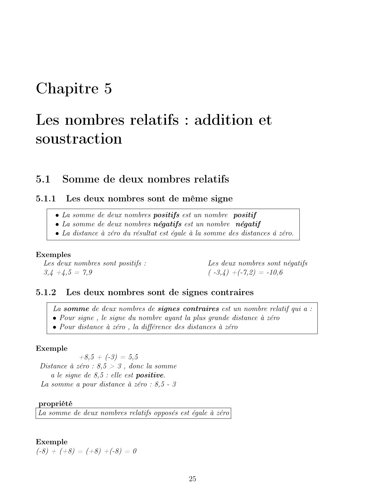 درس Les nombres relatifs addition et soustraction للسنة الأولى اعدادي