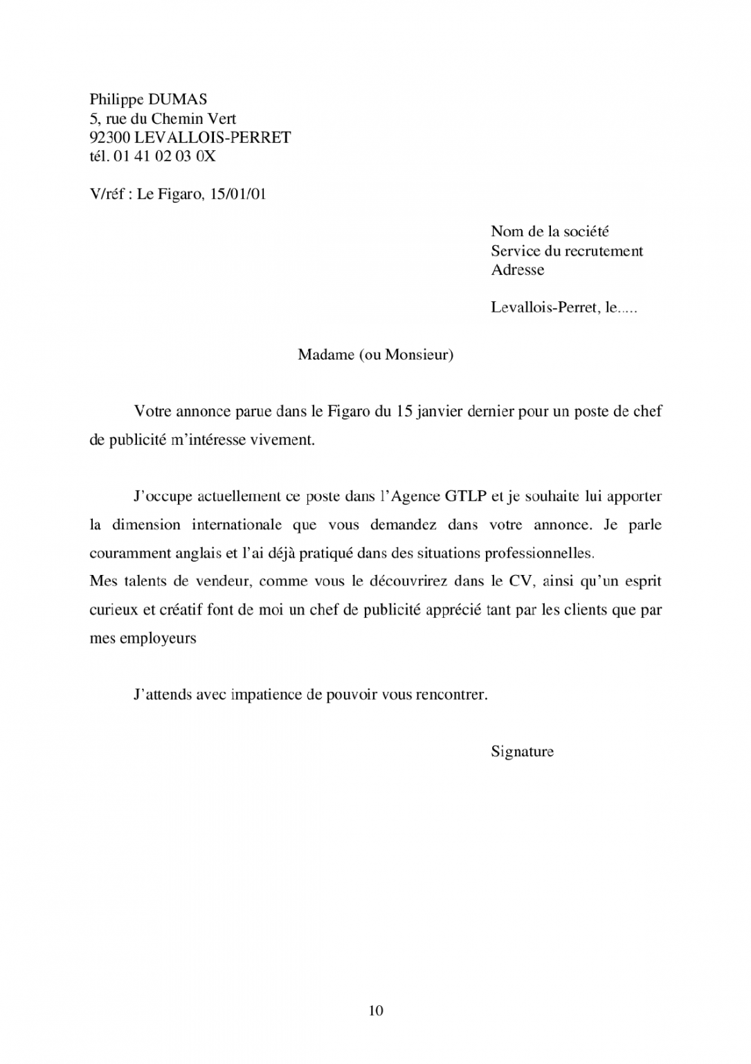 Exemples CV Et Lettre Motivation Page 10 Of 31 