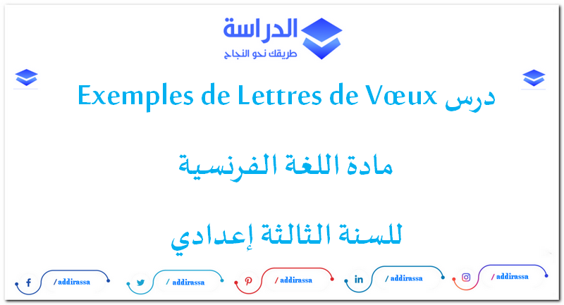 درس Exemples de Lettres de Vœux للسنة الثالثة إعدادي