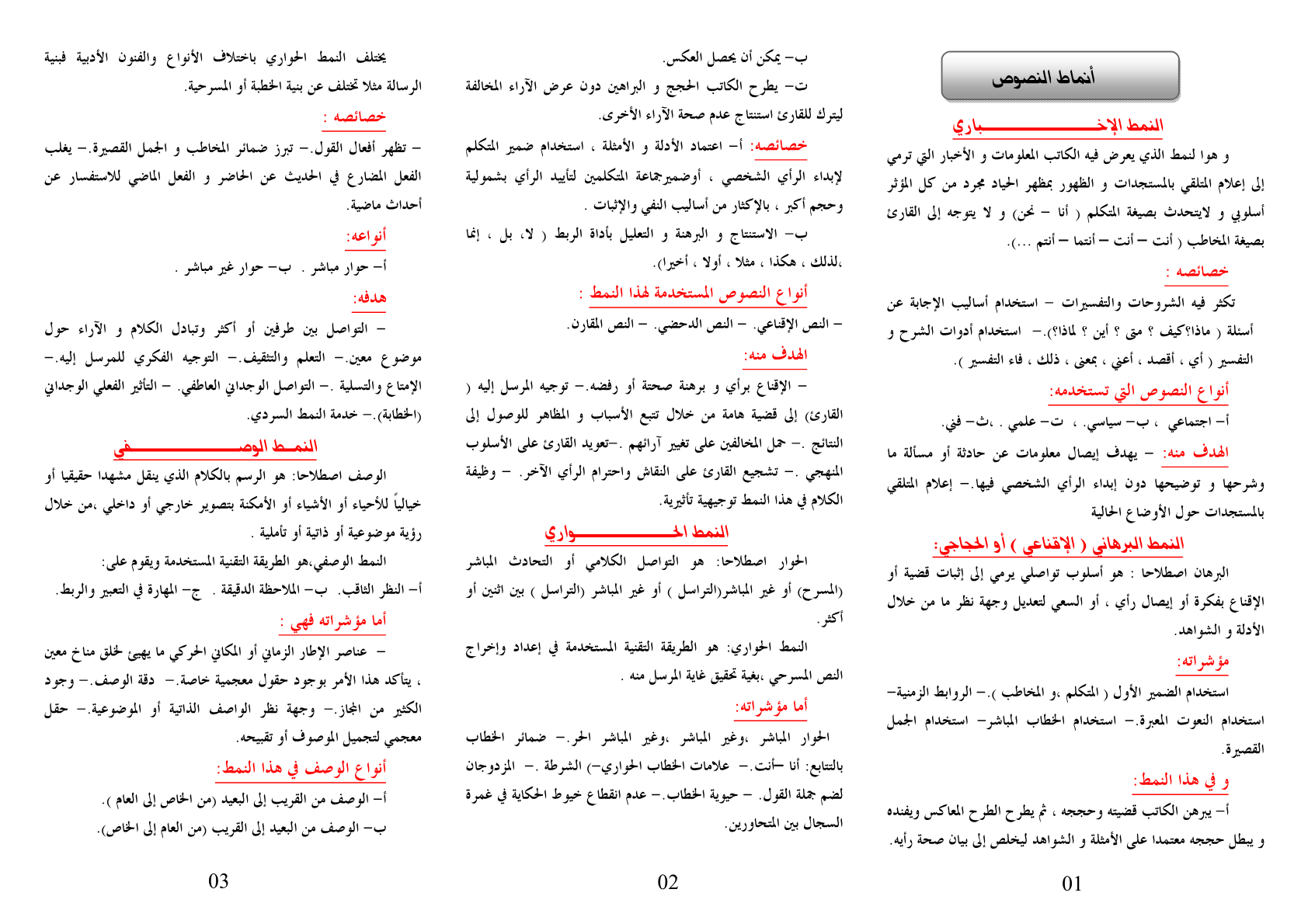 درس أنماط النصوص العربية جدع مشترك اداب وعلوم انسانية