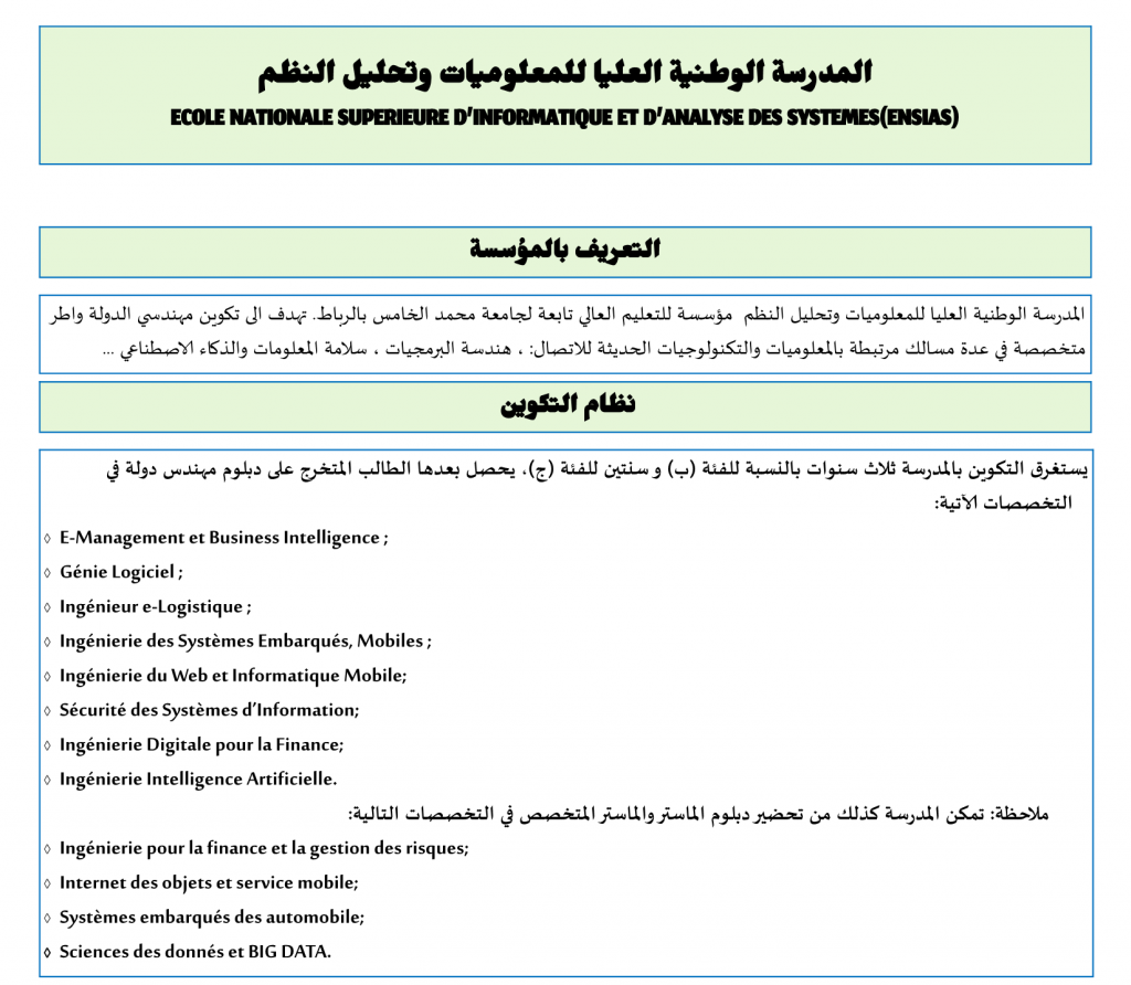 المدرسة الوطنية العليا للمعلوميات وتحليل النظم ENSIAS