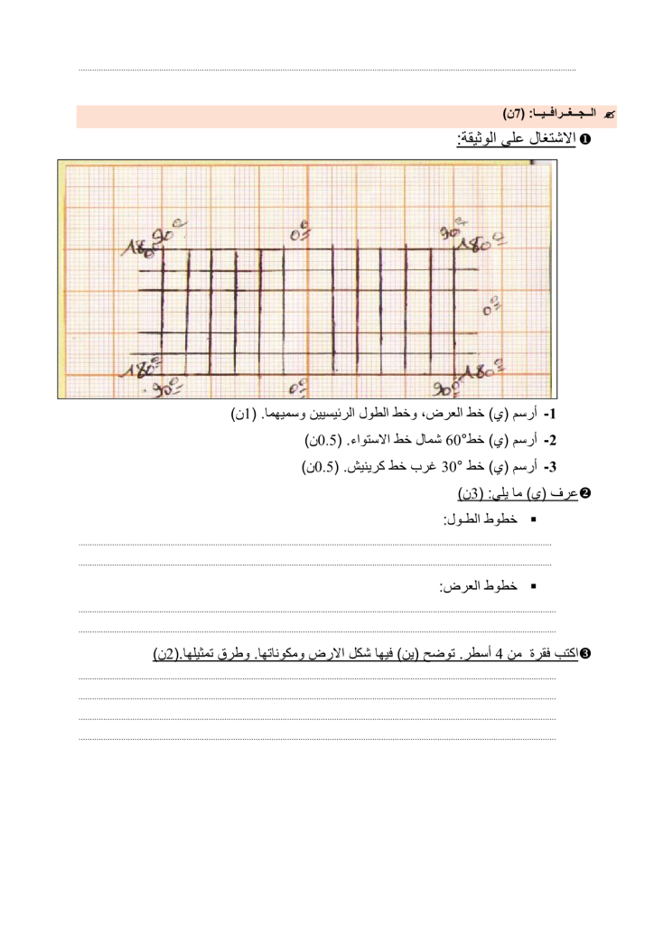 فرض الدورة الأولى المرحلة 1 نموذج 5 في مادة الاجتماعيات للسنة الأولى إعدادي